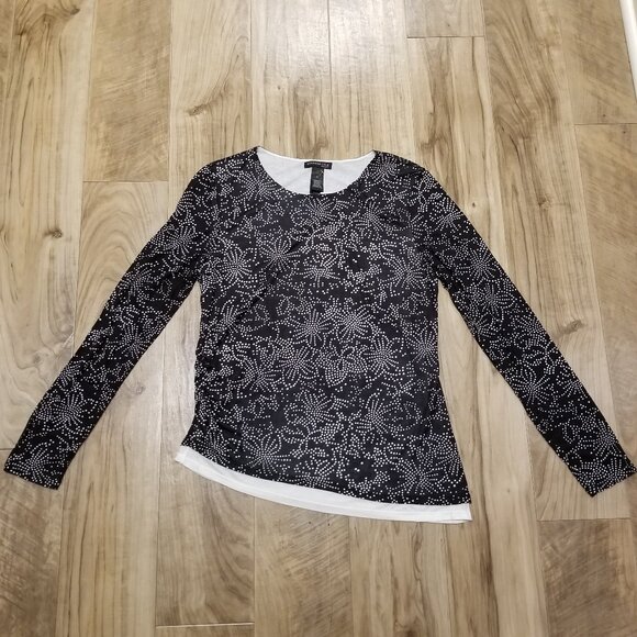 New Kenneth Cole Coquette Ruched Layered Tee Top M Womens Blouse - Picture 2 of 10